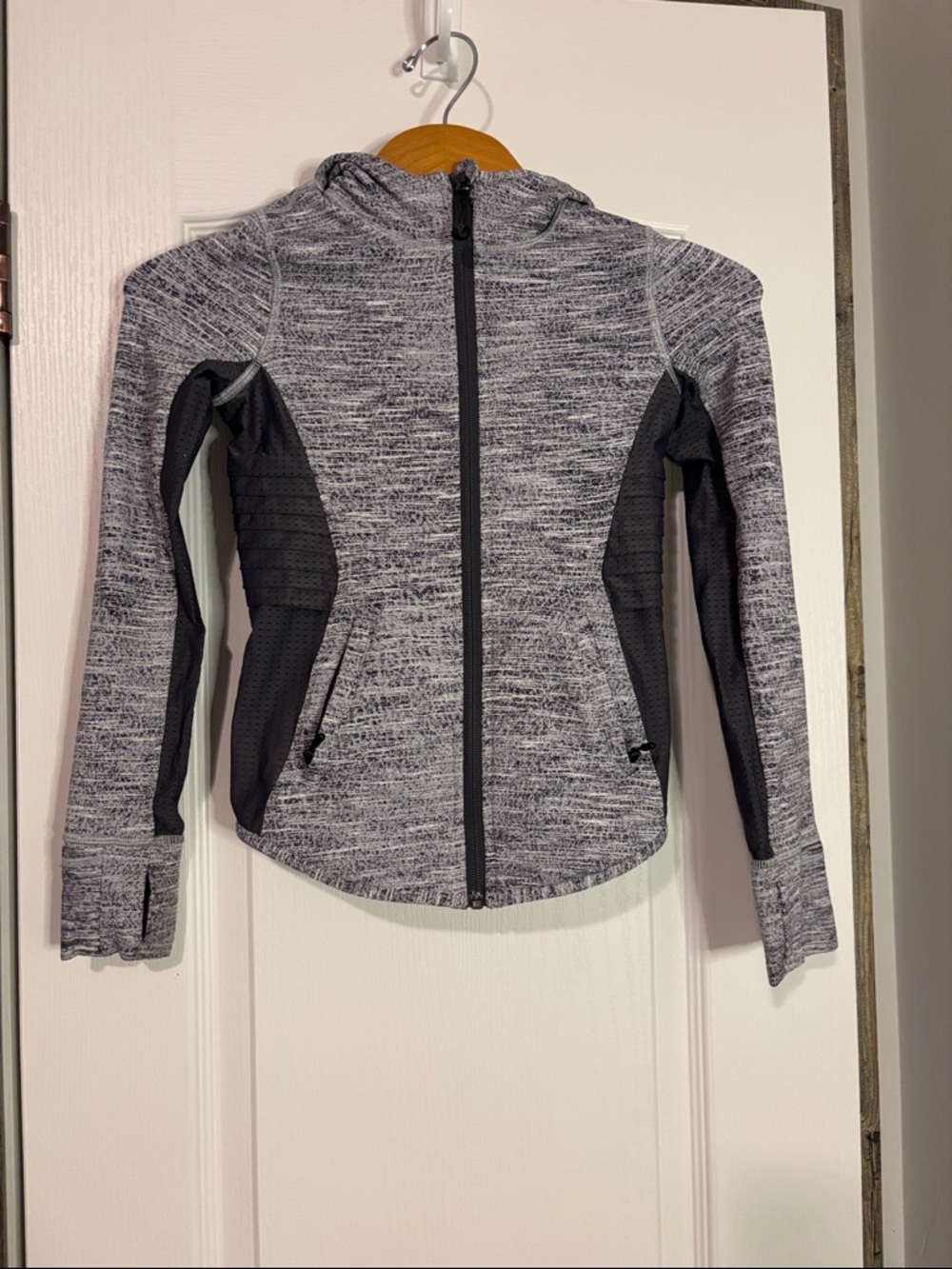 Ivivva Gray Heather and Black Zip Hoodie girls Jacket size 7
